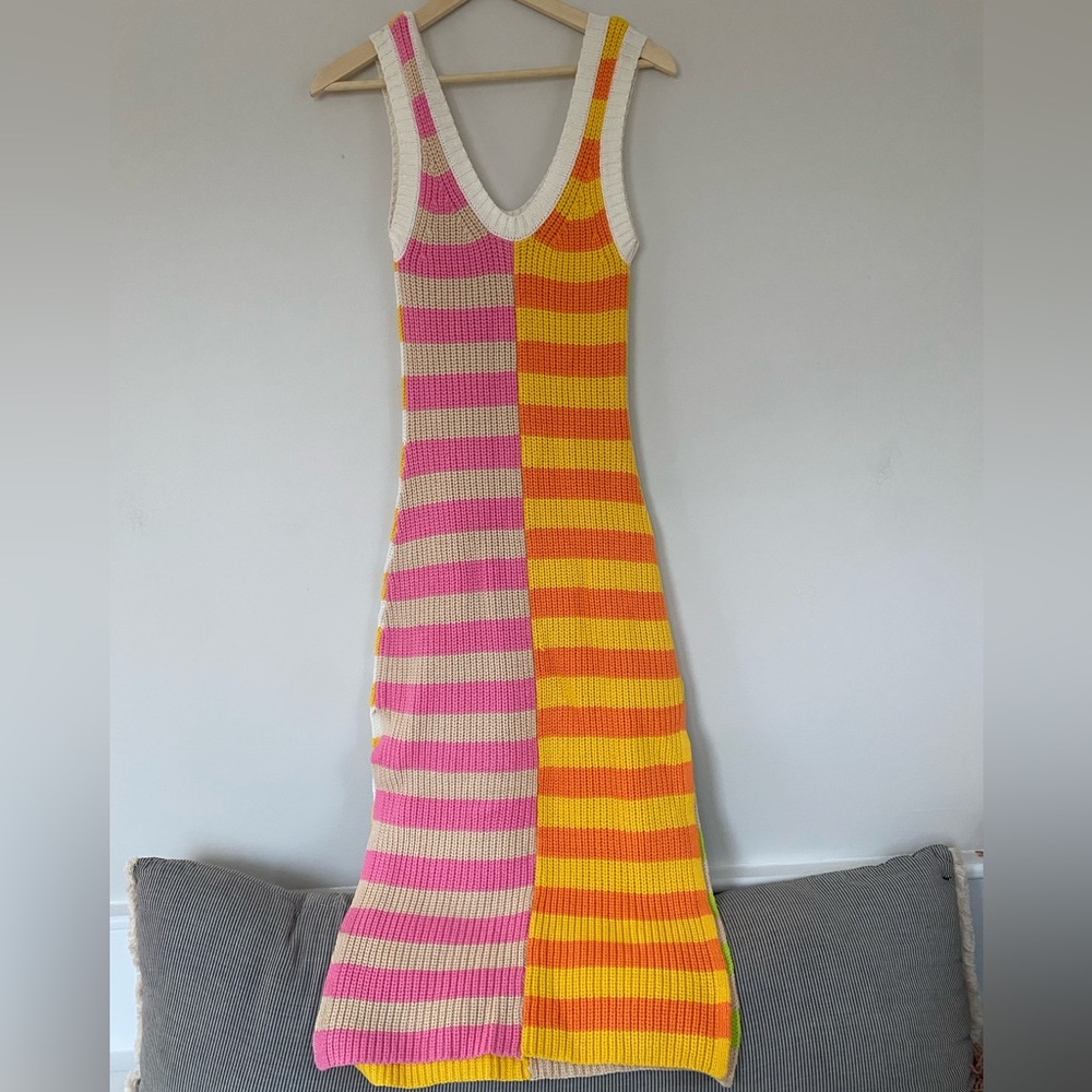 STAUD Seashore Capri Stripe Rib Knit Midi Dress - Picture 4 of 10
